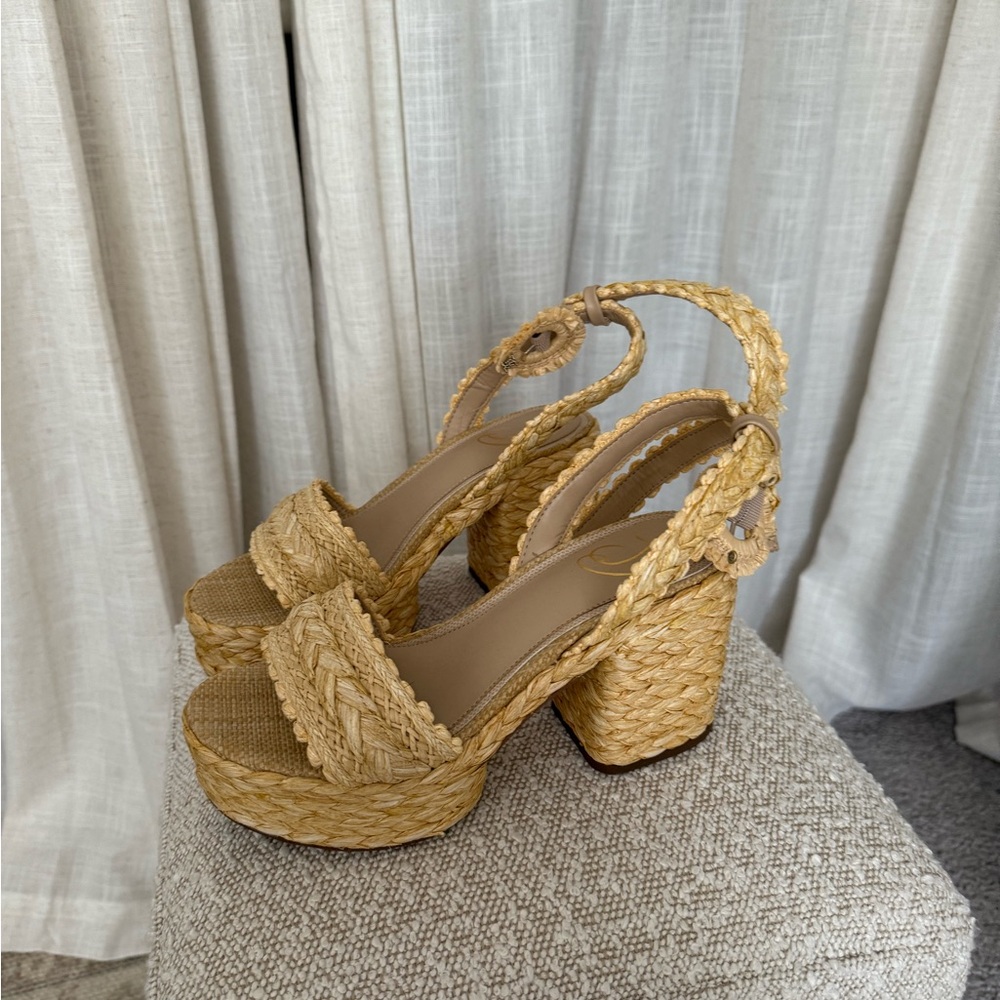 Women's Tan Woven Platform Sandals